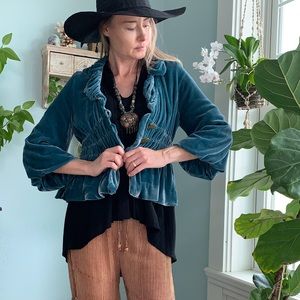 Vintage Anthropologie Teal Velvet Jacket